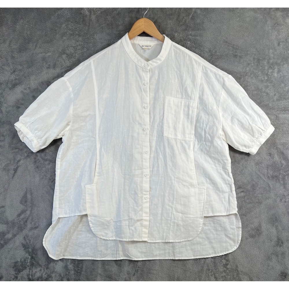 BUYKUD Tunic Shirt Womens XL White Oversized Cotton Lightweight Cottage